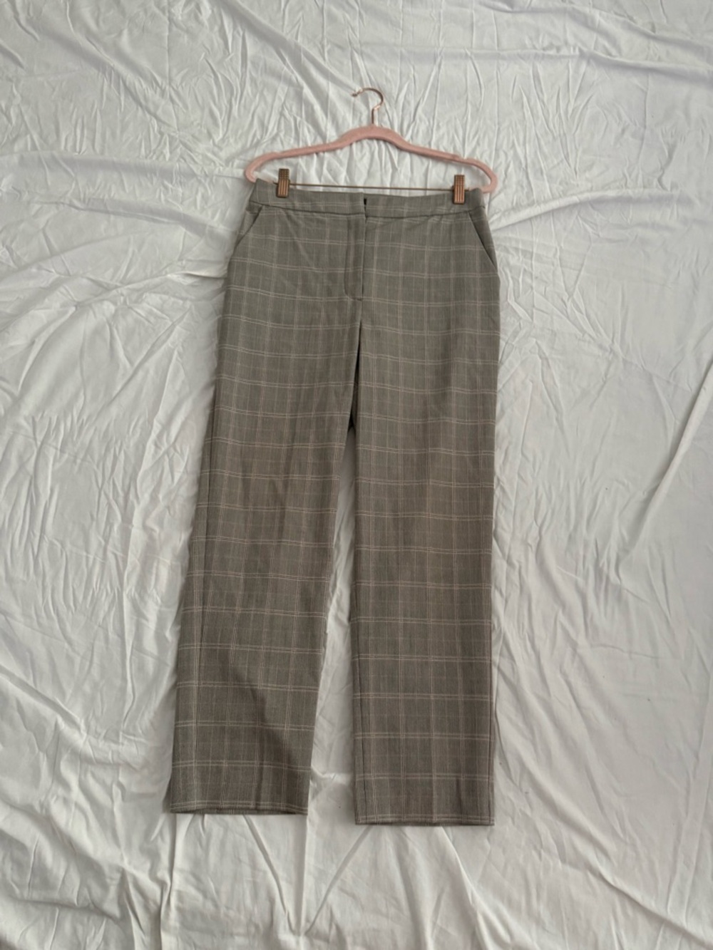 Express Editor Straight Ankle Super High Rise Gray Plaid Pants Size 8R NWT
